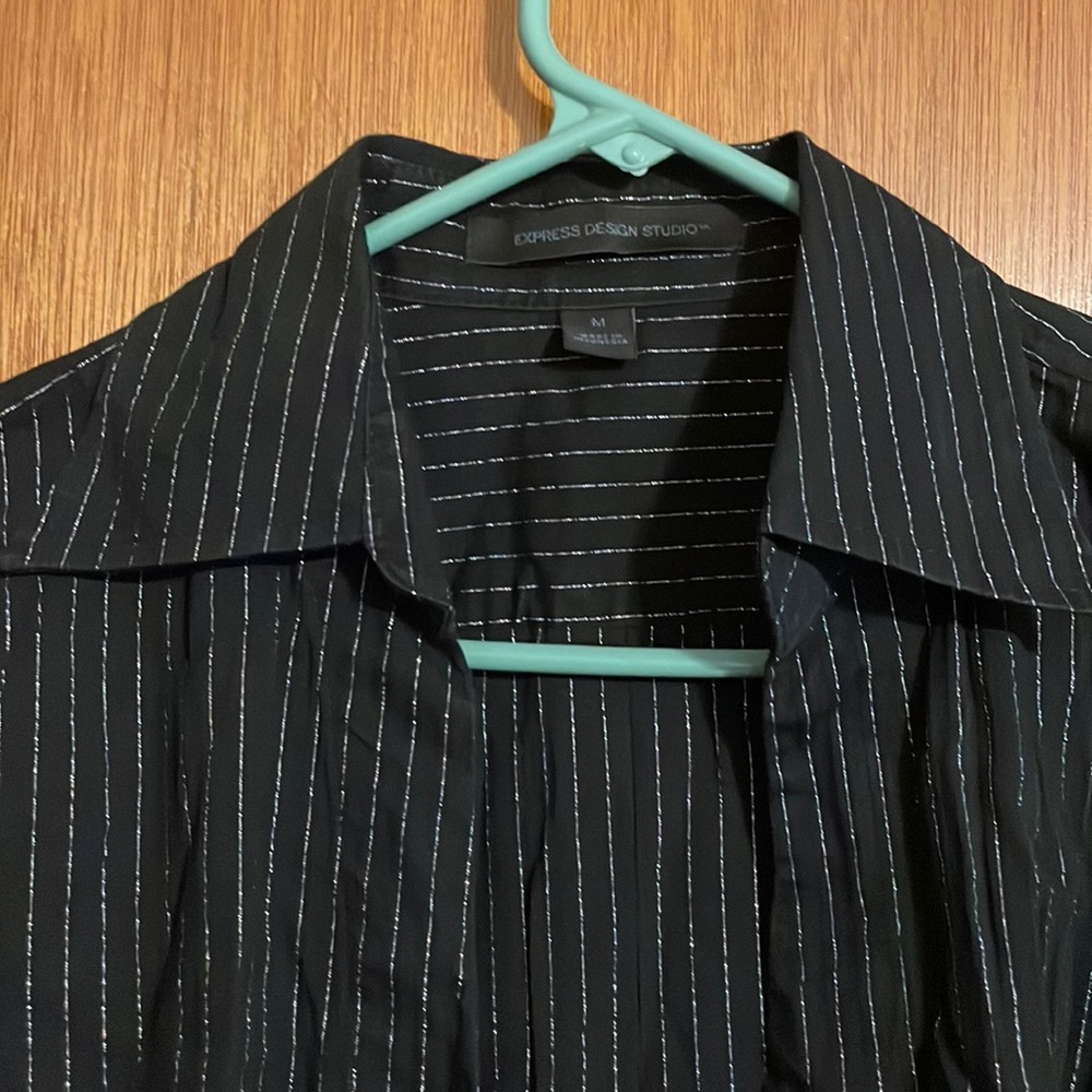 Black and silver button up.